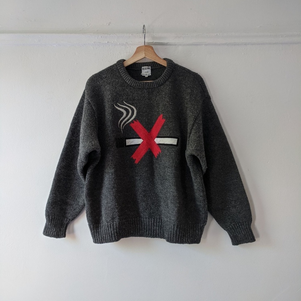 Jean Paul Gaultier × Moschino 1988 'No Smoking' Hand Embroidered Sweater